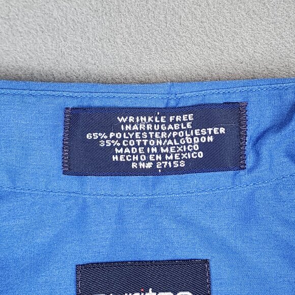 Puritan Button Up Shirt Men's Size 18 Big Blue Short Sleeve Wrinkle Free - Picture 4 of 7